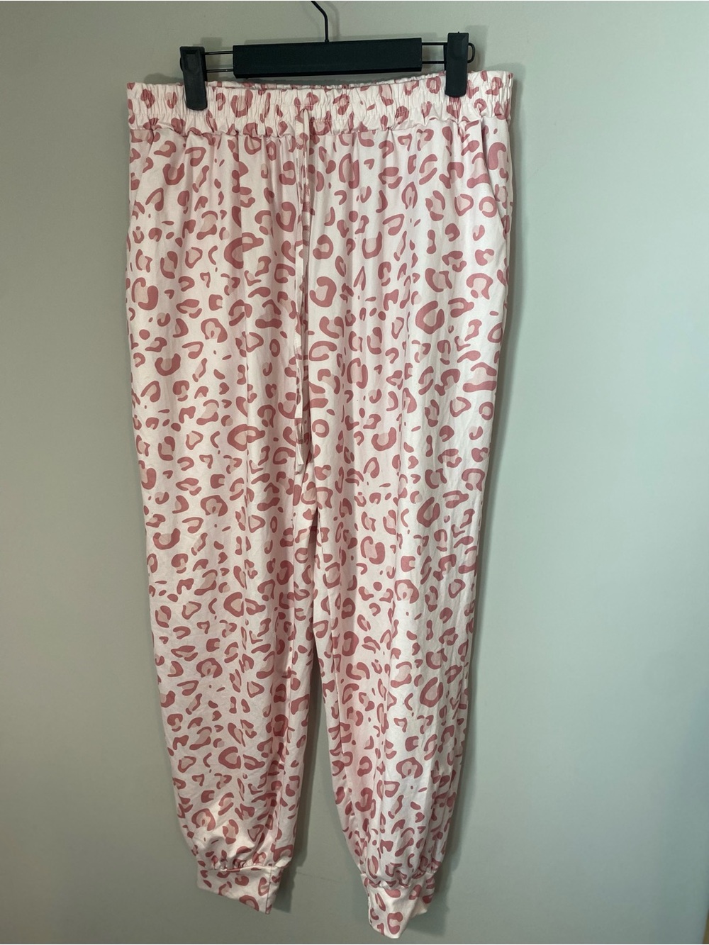 Pink Leopard Print Jogger Pants with Elastic Waist